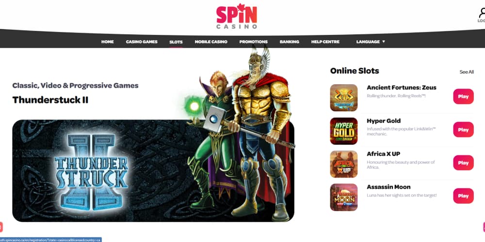 Spin Casino slot games